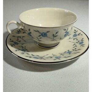 Ancestral - Blue Lace Tea Cup & Saucer. Fine Translucent China